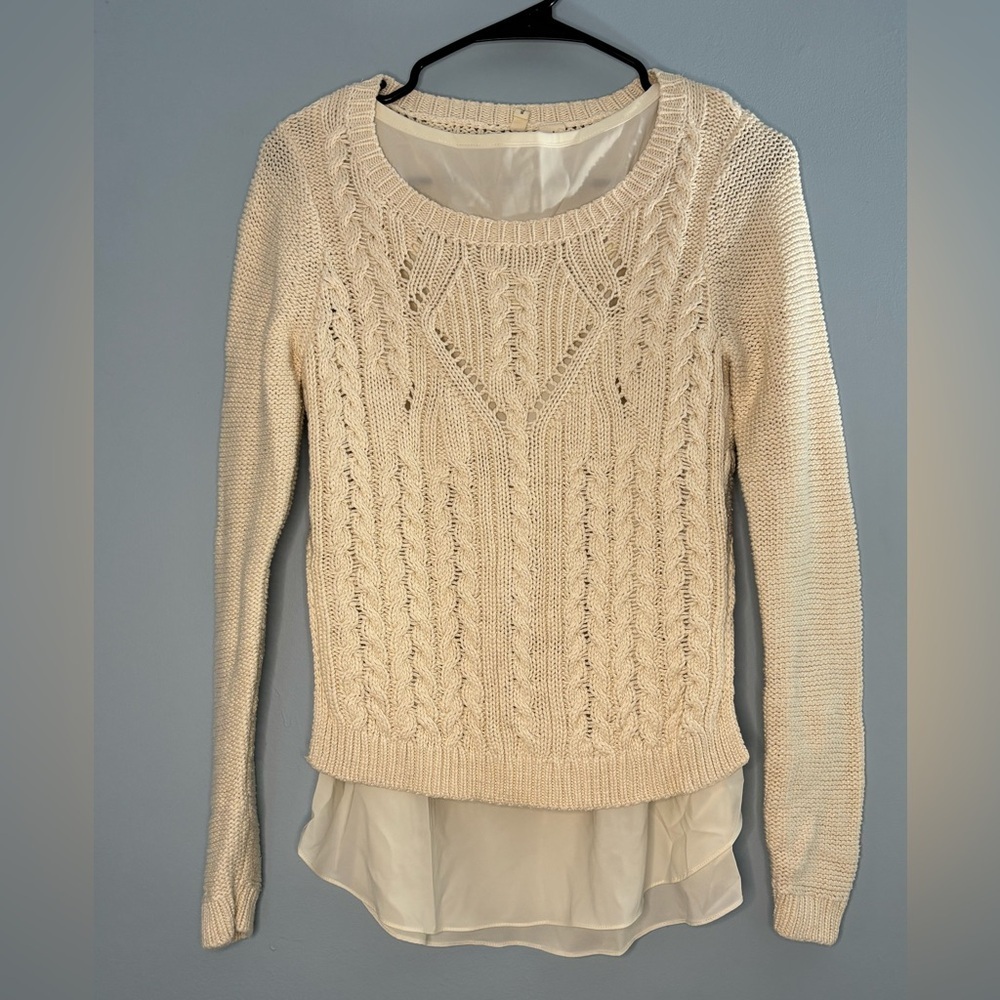 Anthropologie Cream Cable Knit Sweater - Picture 2 of 9